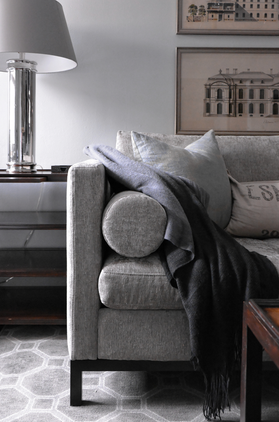 gray sofa - living room - meredith heron design