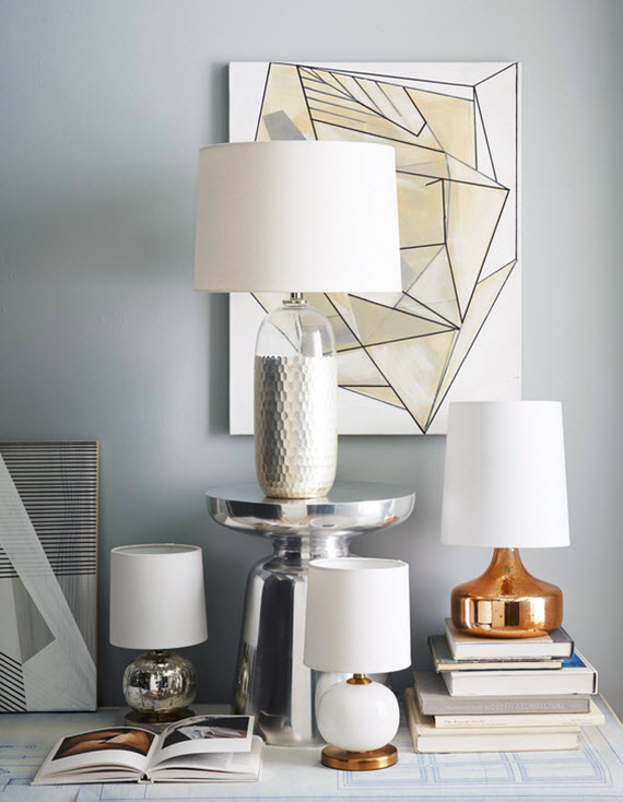 white, brass and glass lamps // west elm #lamps