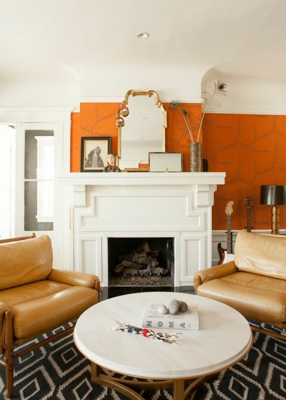 global chic orange living room