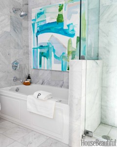 marble square tile in bathroom // Robert Passal