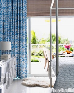 Quadrille Nomad drapery // Miami Beach Apartment // Robert Passal