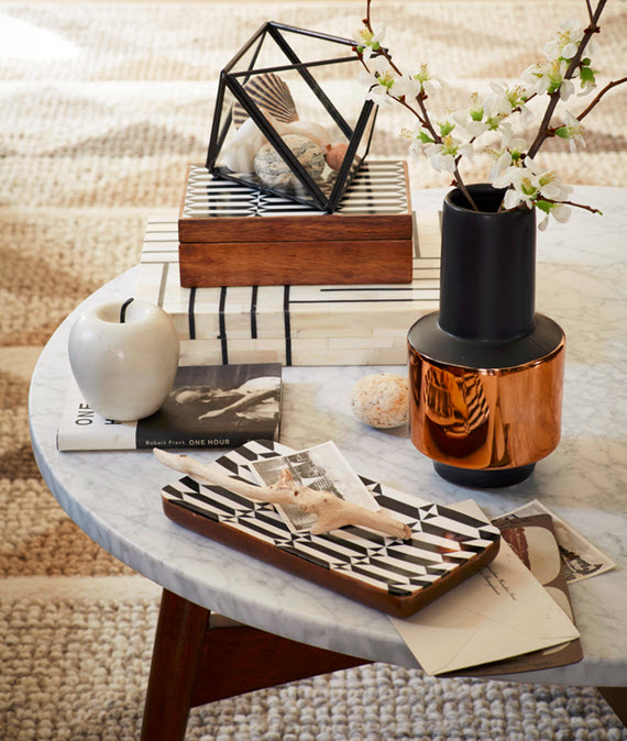 coffee table styling // west elm