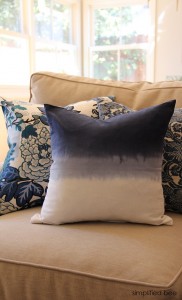 blue & white dip dye pillow // simplified bee