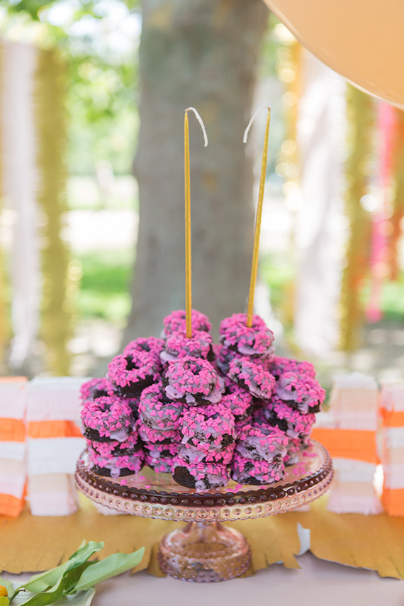 pink doughnut birthday cake