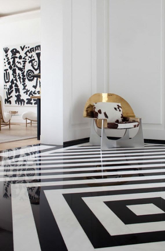 black and white painted floor // Kelly Wearstler