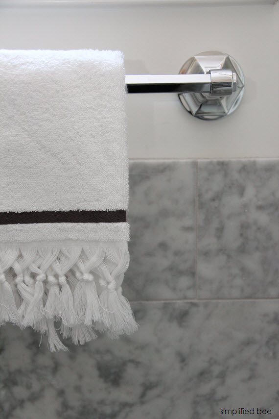 designer marble bathroom // chrome towel rack // cristin priest of simplified bee #bathrooms