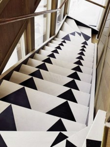 black and white painted staircase #triangles