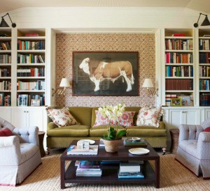 green velvet sofa // library // markham roberts