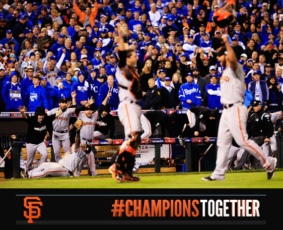 San Francisco Giants // World Series 2014 // MadBum and Posey #orangeoctober #sfgiants #championstogether