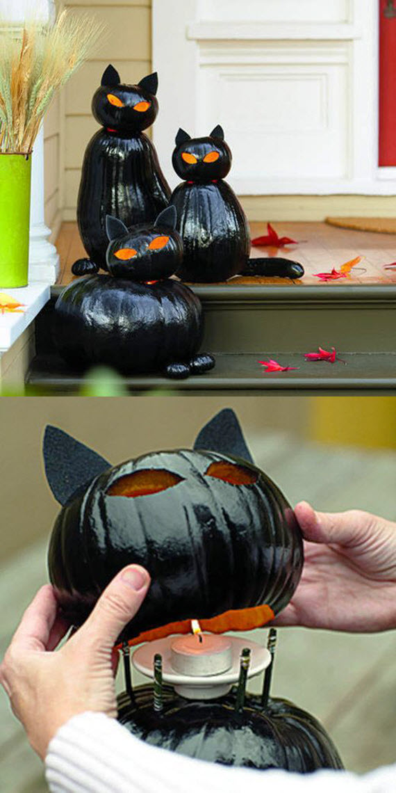 black cat pumpkins // halloween decorating ideas #cats