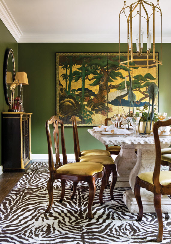 olive green decor // dining room