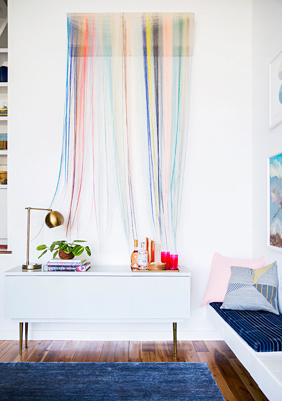 colorful string wall art // Emily Henderson's home // Domino