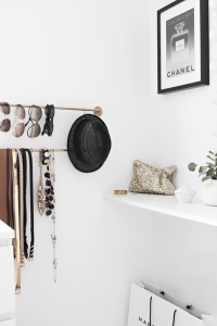 black & white closet // organized accessories #closet