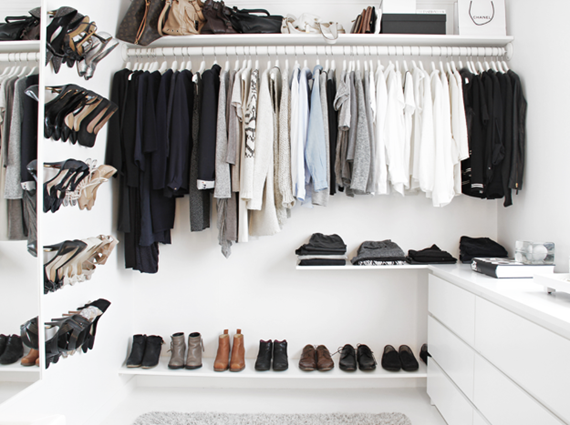 black and white closet using Ikea // walk-in closet 