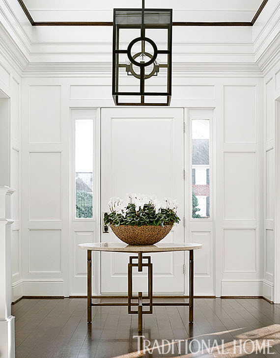 Traditional Foyer With Round Table, Round Table For Foyer