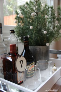 holiday bar with tiny pine tree // simplified bee #holiday #entertaining