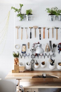 organized workbench pegboard // clutter-free living
