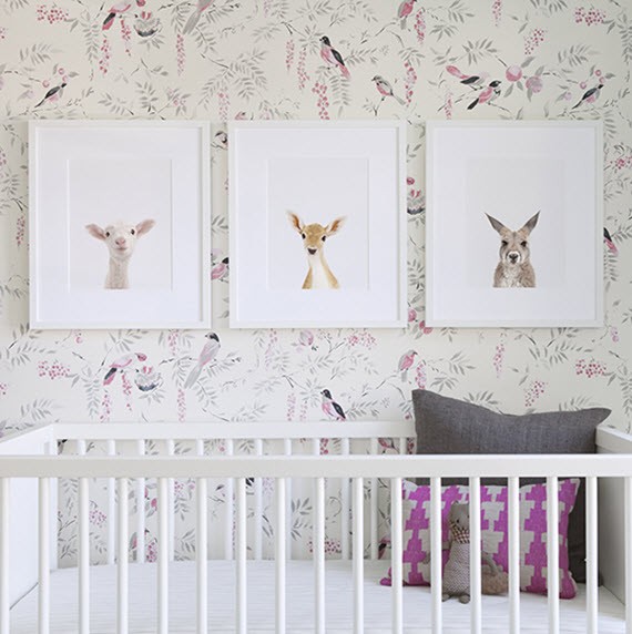 girls nursery // bird wallpaper // The Animal Print Shop