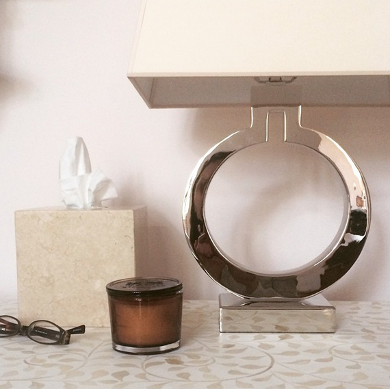 inlay side table & chrome lamp // Cristin Bisbee Priest Designs // Simplified Bee