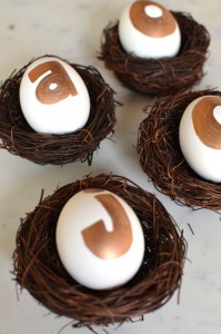 gold sharpie initial // Easter egg design