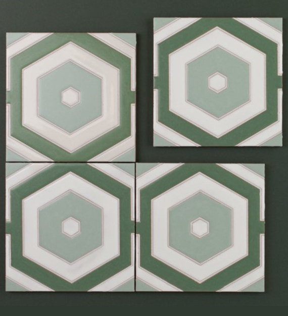 green-blue hexagon tile