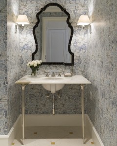 powder room with chic wallpaper // JK Kling
