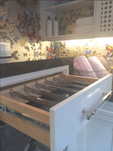 Laundry Room // Custom Drying Rack Drawer // Evars + Anderson Interior Design