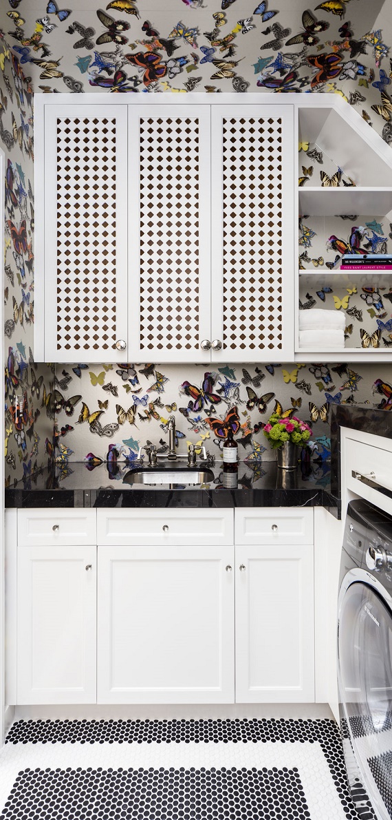 Laundry Room // Christain Lacroix Butterfly Wallpaper // San Francisco Decorator Showcase