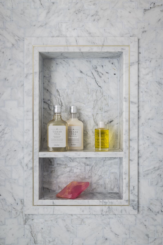 girl's bathroom // marble shower niche // SF Decorator Showcase // Nest Design Co