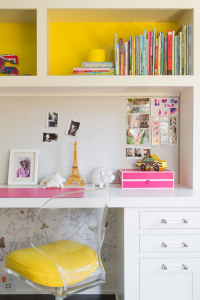 butterfly girls bedroom with built-in desk // Nicole Hollis // Lonny