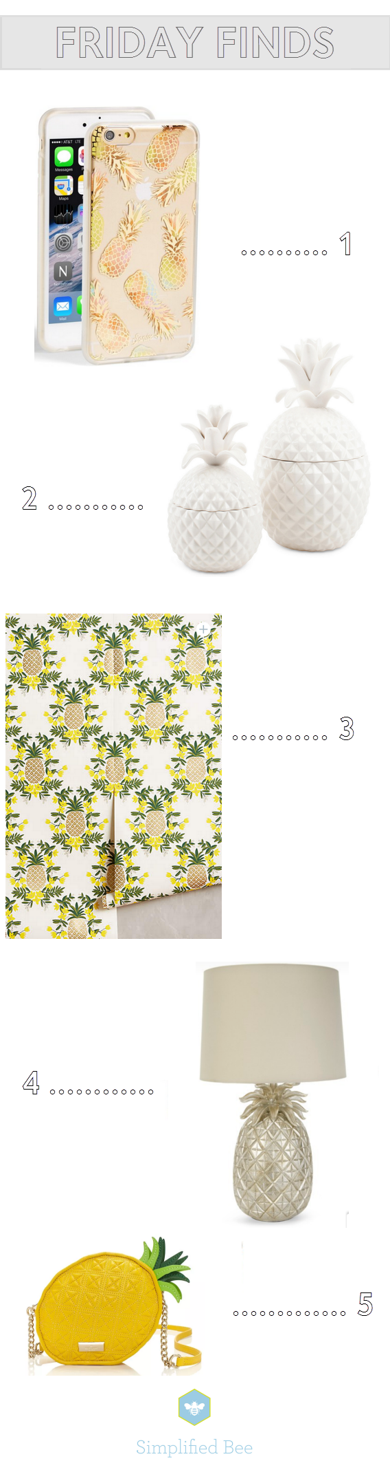 pineapple decor // friday finds// www.simplifiedbee.com