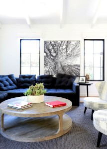 navy tufted sofa // family room // maggie pierson design