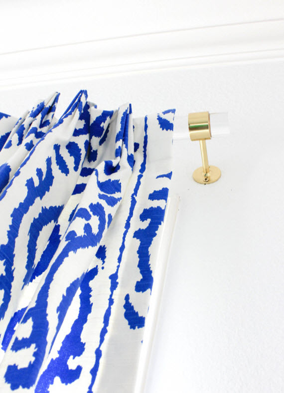 lucite & brass curtain rods