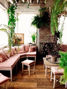 blush pink sofa