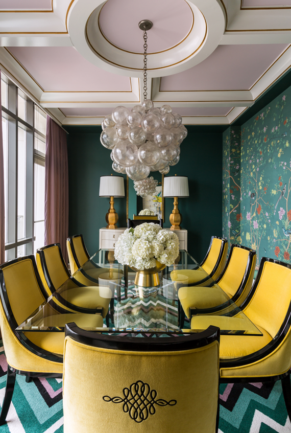 pink ceiling // dining room // tobi fairley