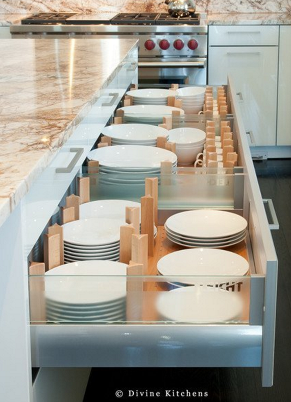 kitchen drawers for plates + cups