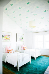 wallpaper the ceiling // girls bedroom