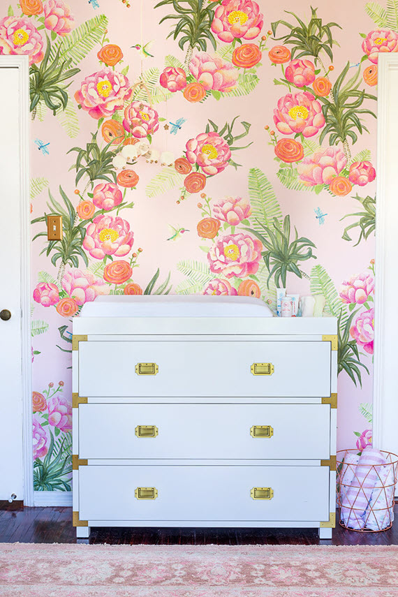 pink floral nursery // emily henderson #nursery