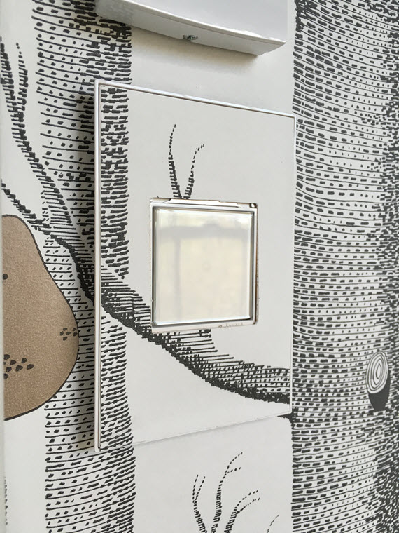 adorne light switch with wallpaper // @simplifiedbee #oneroomchallenge