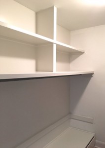 walk-in closet shelving // farrow & ball strong white // @simplifiedbee