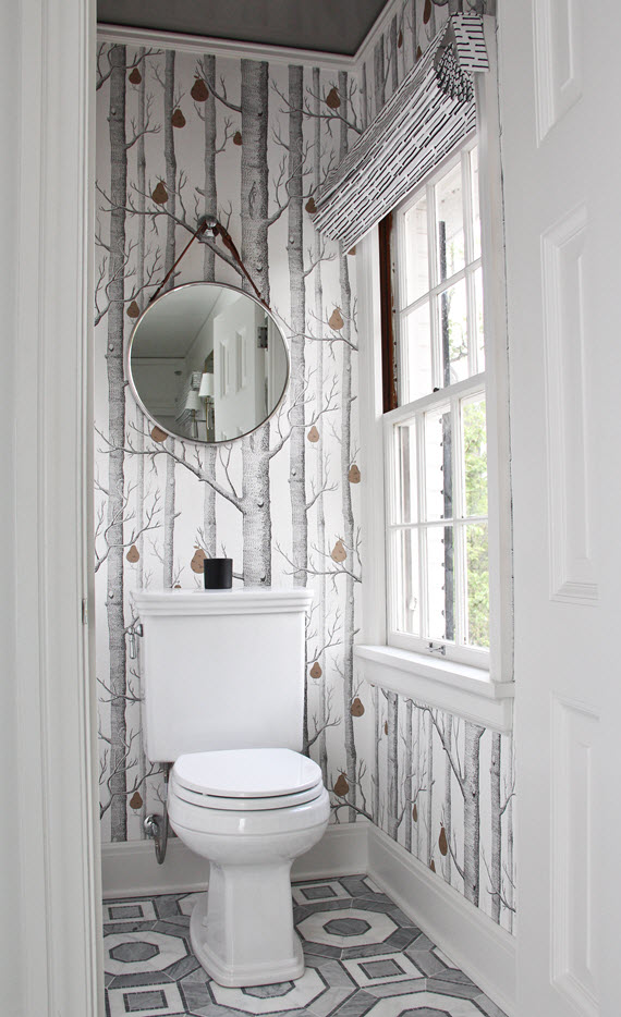 bathroom // woods wallpaper // caroline cecil textiles // @simplifiedbee