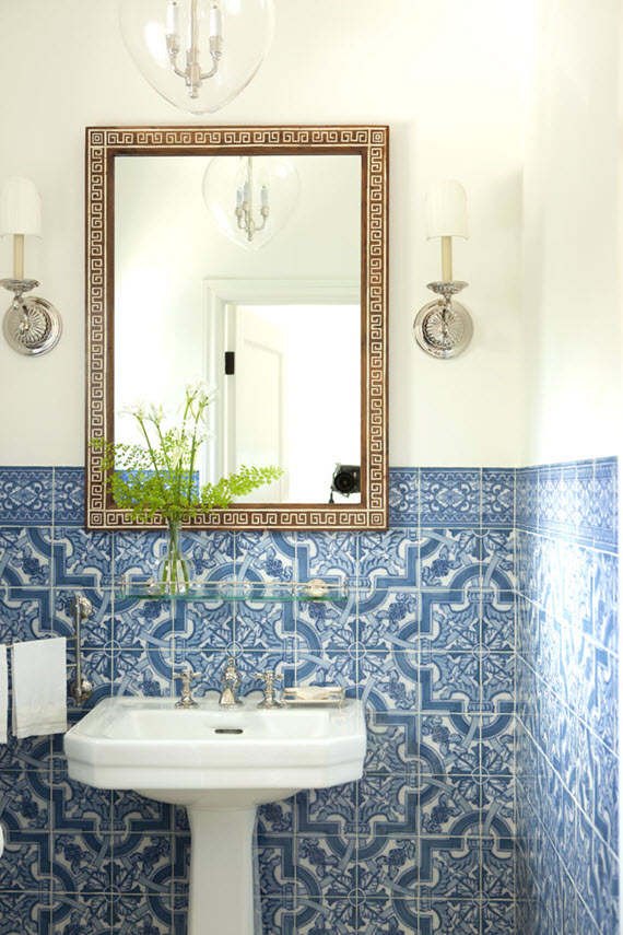 blue bathroom tile // mark d sikes interior design