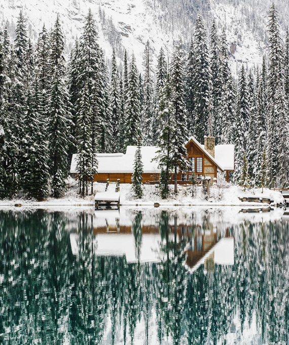 winter cabin in the woods